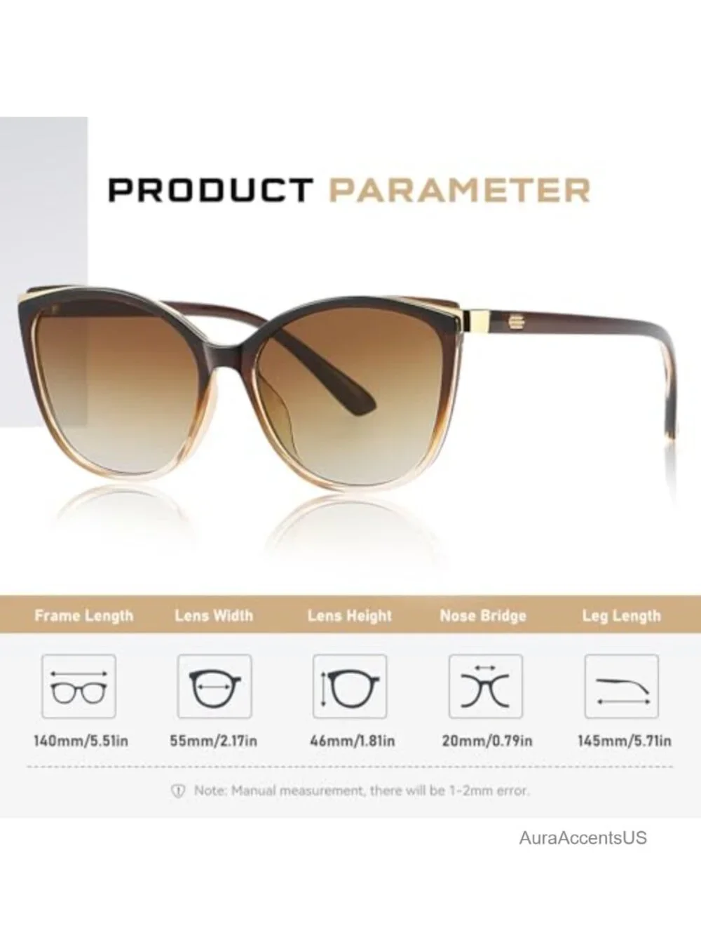 Cat Eye Sunglasses UV400 Full Frame Classic Lightweight Women's Eyewear